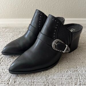 Seychelles Moto Western Mule Bootie Leather Black Sz 9.5